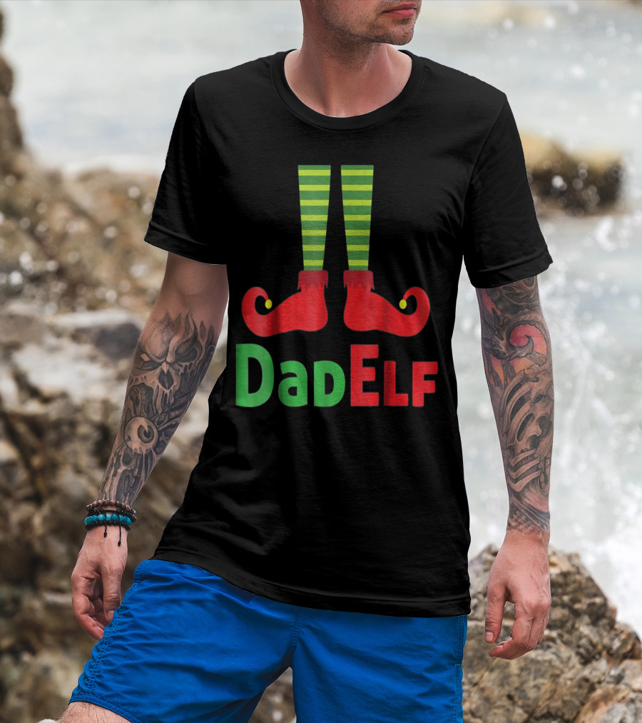 Dad Elf Christmas Family Matching Pajama Party T-Shirt
