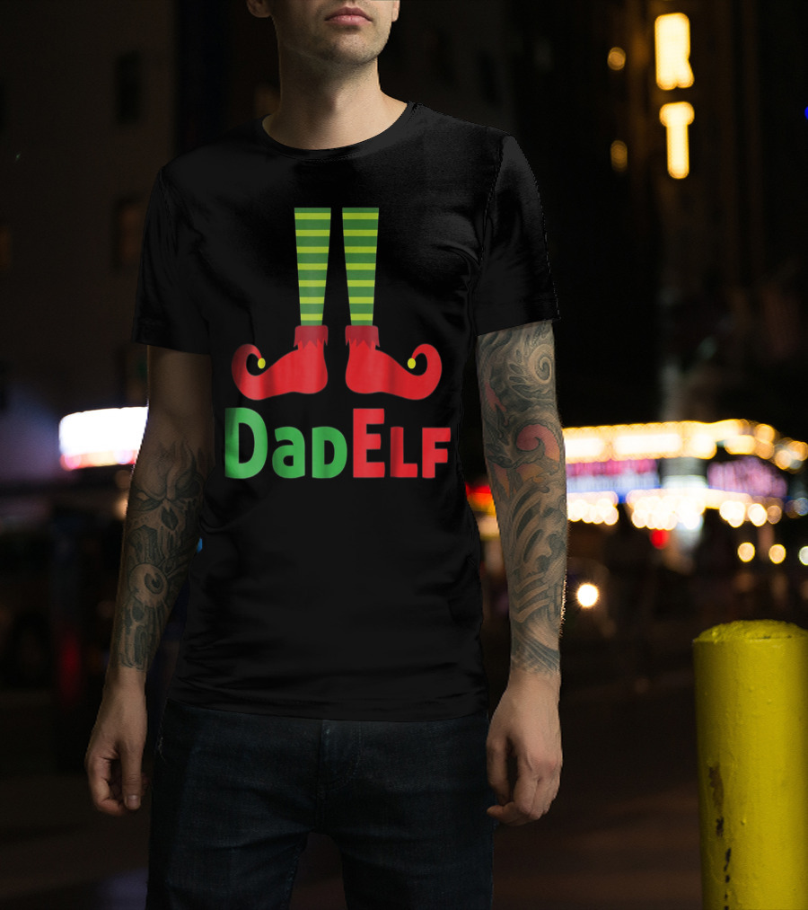 Dad Elf Christmas Family Matching Pajama Party T-Shirt