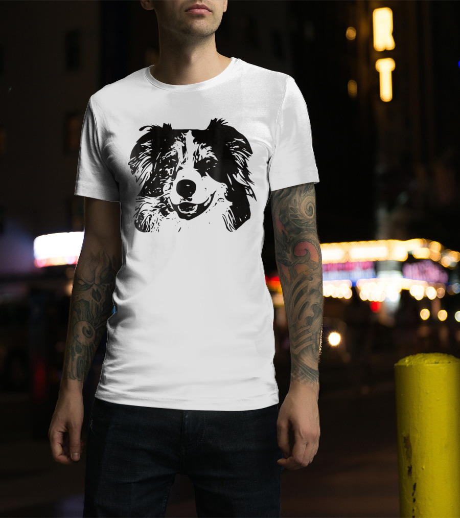 Australian Shepherd Dog Mom Or Dad Happy Face T-Shirt