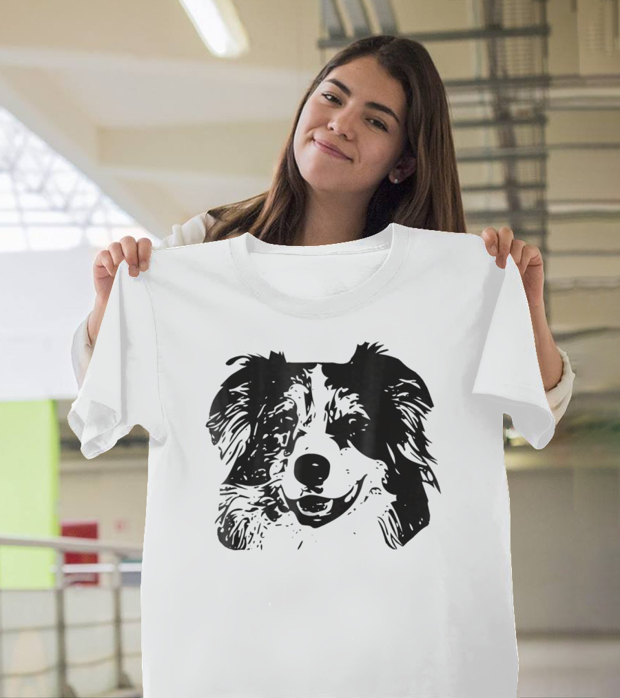 Australian Shepherd Dog Mom or Dad Happy Face T-Shirt