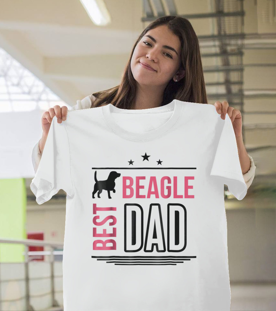 Best Beagle Dad Silhouette Stars T-Shirt