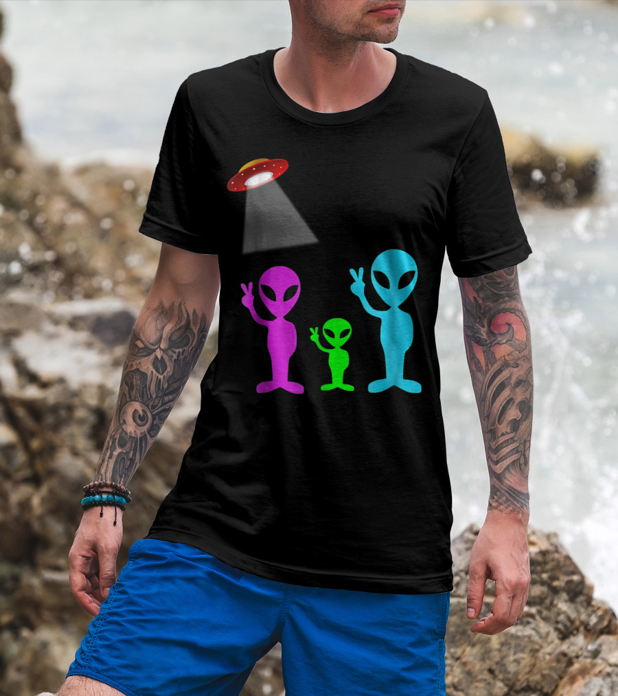 Alien Visitors Fun Space Science Wear Lt88 Peaceful Encounters T-Shirt