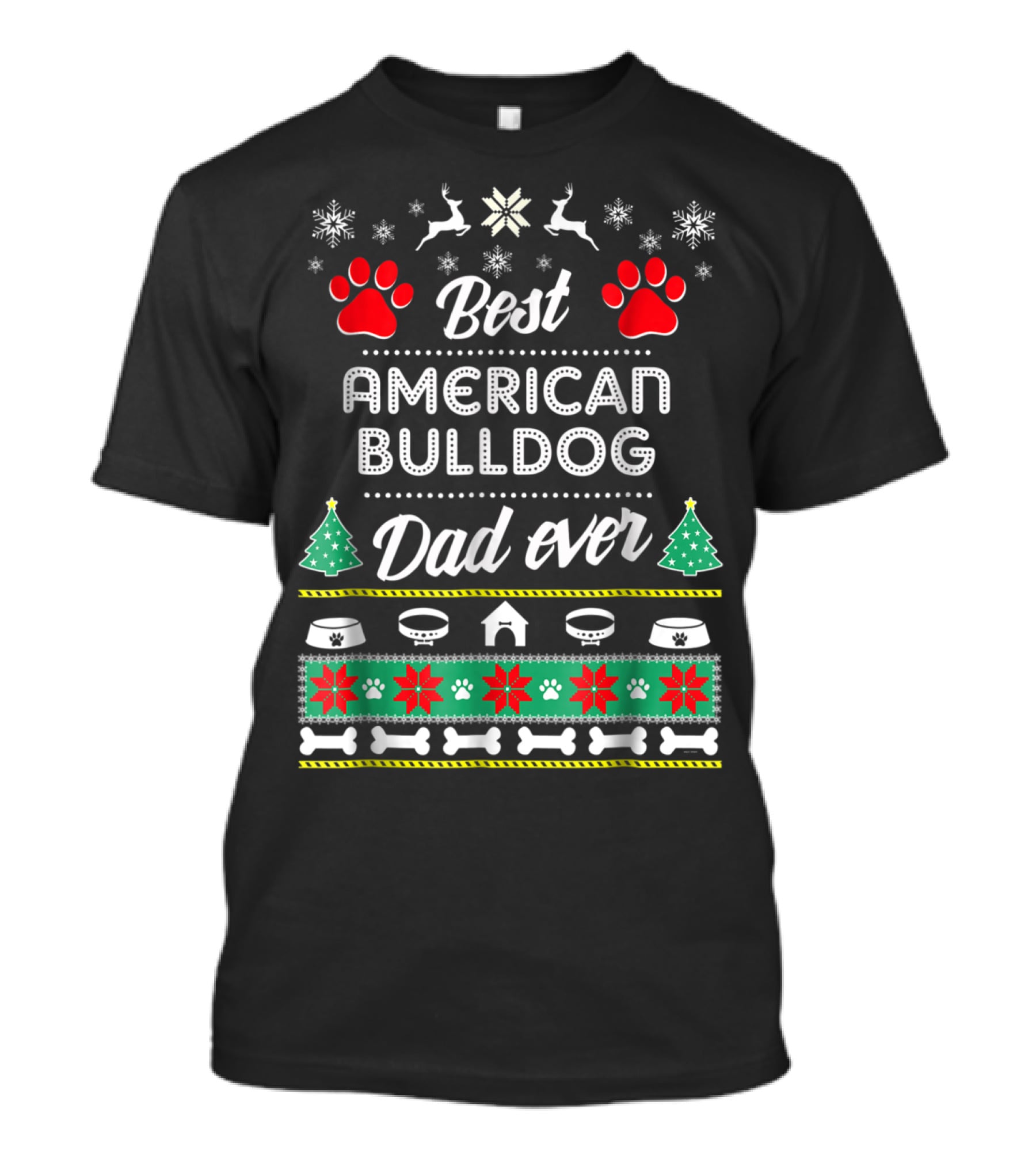 Best American Bulldog Dad Ever Christmas Ugly T-Shirt