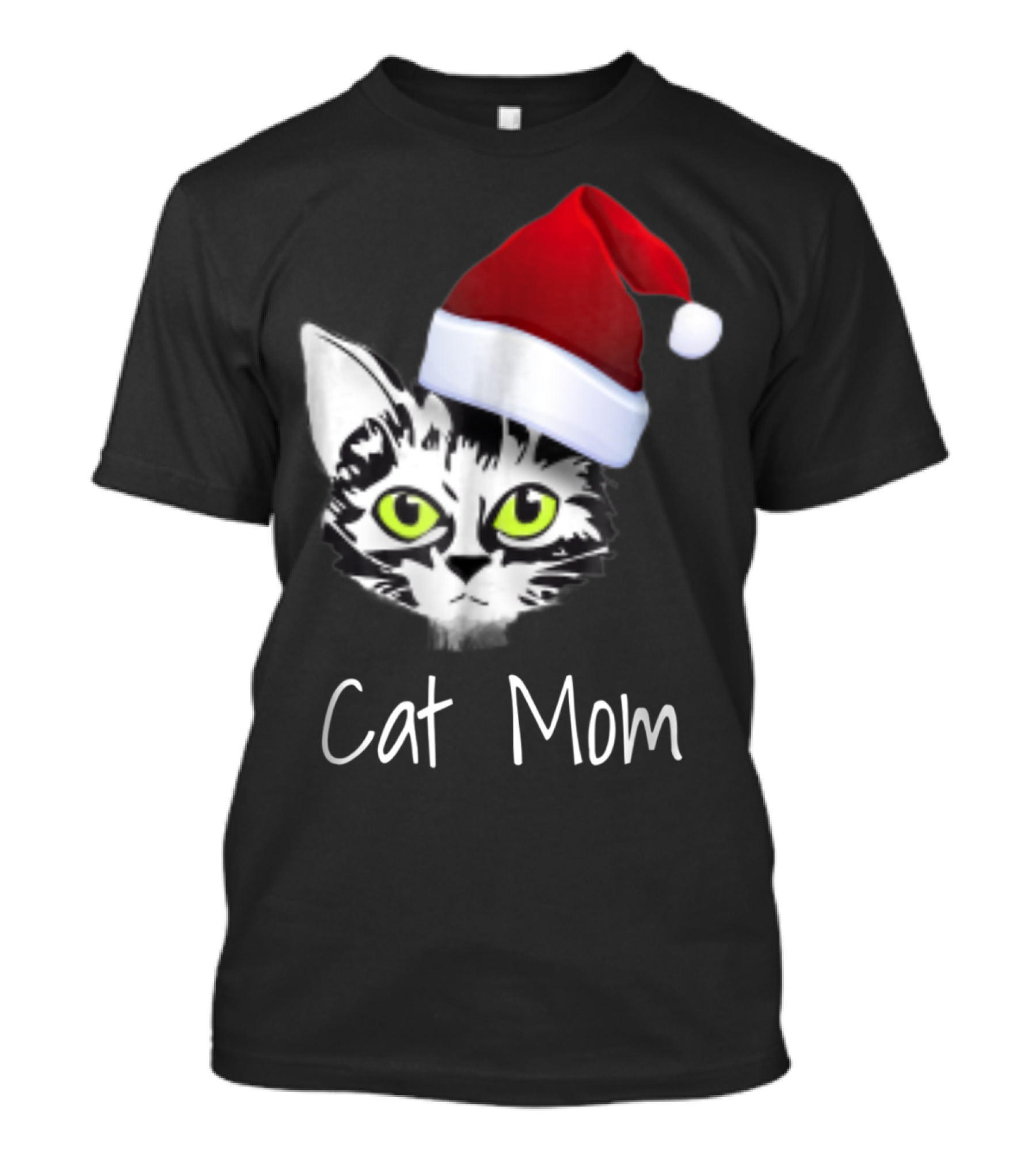 Cat Mom Christmas Santa Hat From Dad Son Daughter80 T-Shirt