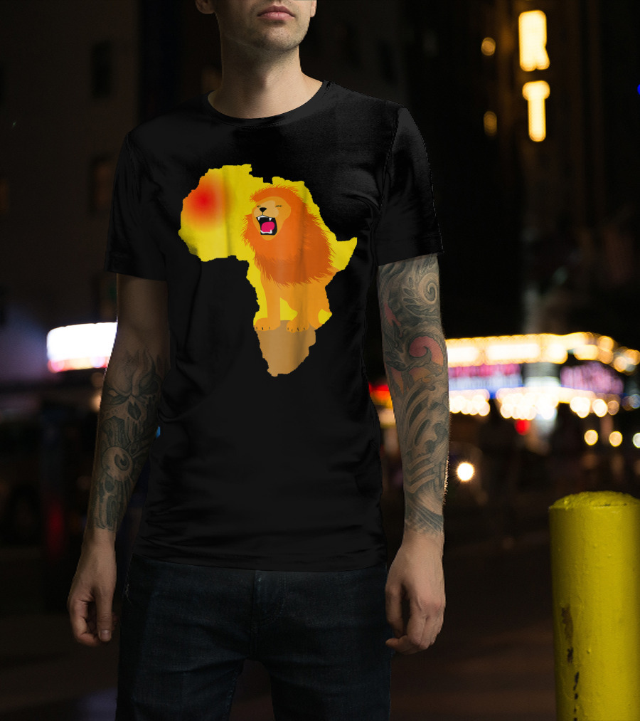 Africa Lion Map Big Five Safari Dad South Animals T-Shirt