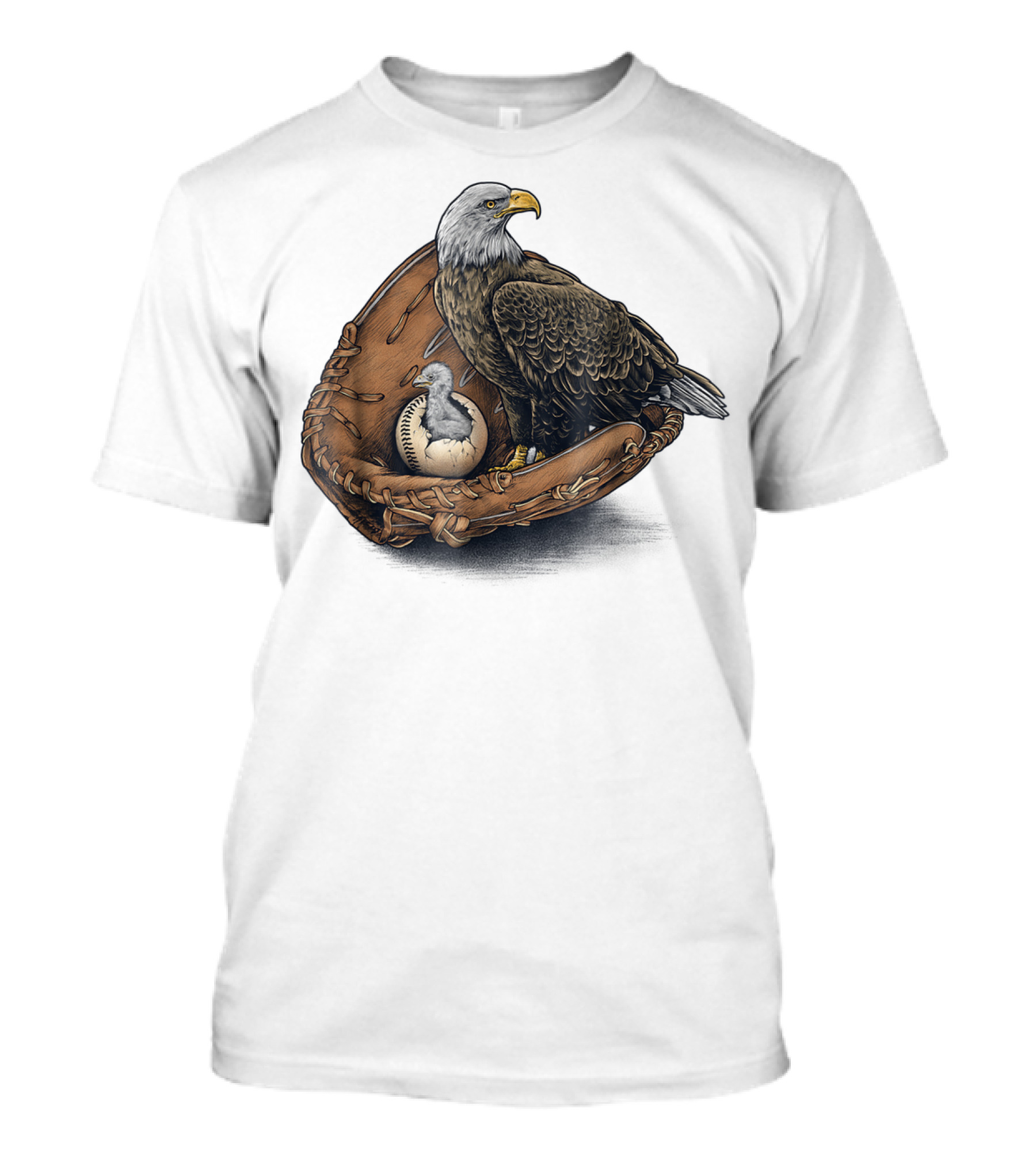American Baseball Bald Eagle With Glove And Baseball Nestling Kids11 T-Shirt