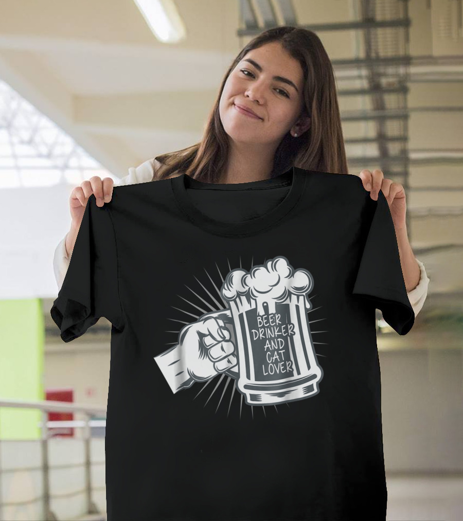 Beer Drinker And Cat Lover Cat Dad81 T-Shirt