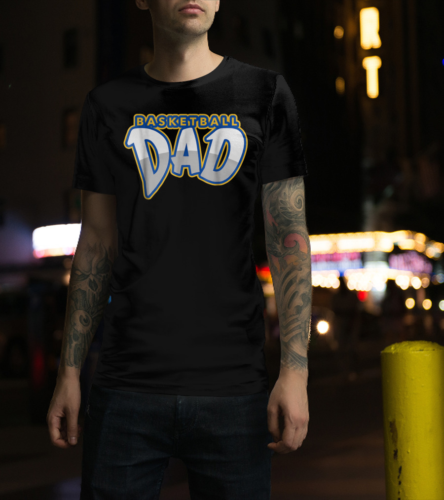 Basketball Dad Bold Blue And Yellow T-Shirt