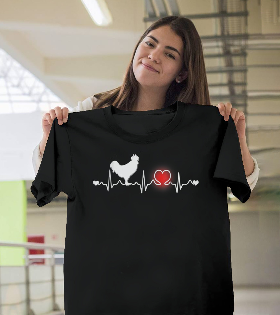 Chicken Girls Boys Heartbeat Rooster Love T-Shirt