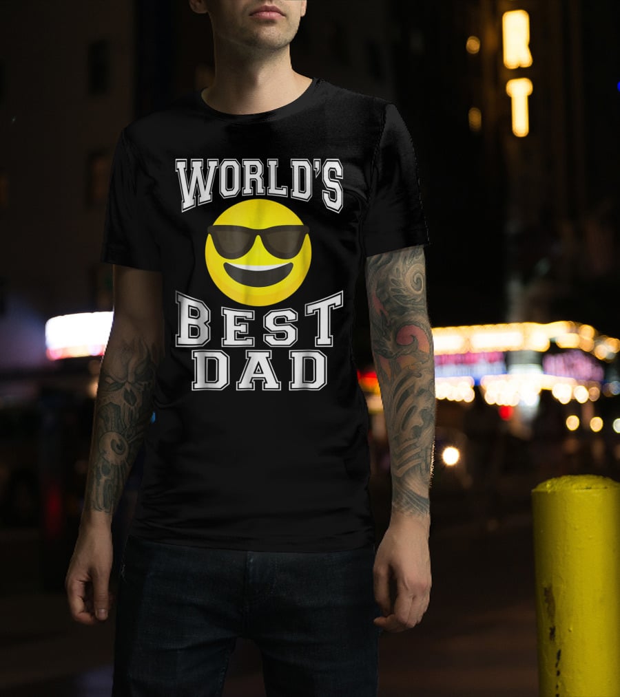 World's Best Dad Cool Emoticon T-Shirt