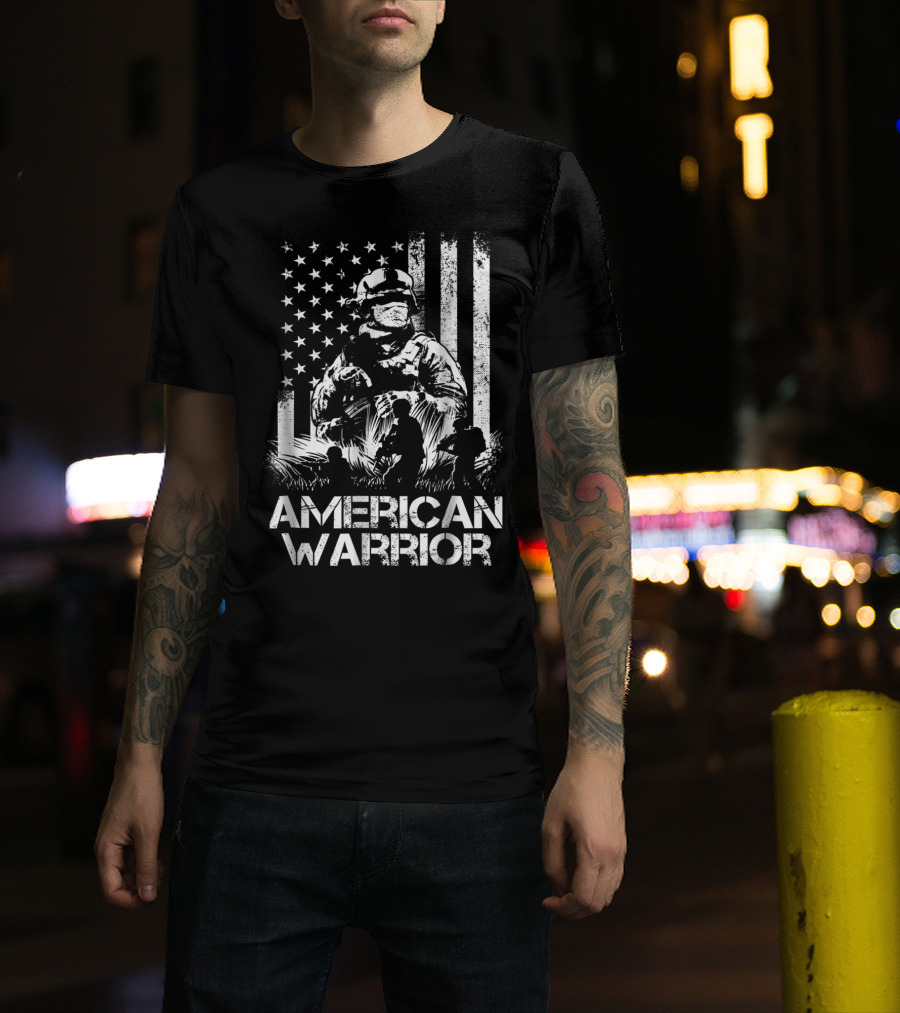 American Warrior Veteran Proud USA Patriotic Soldier T-Shirt