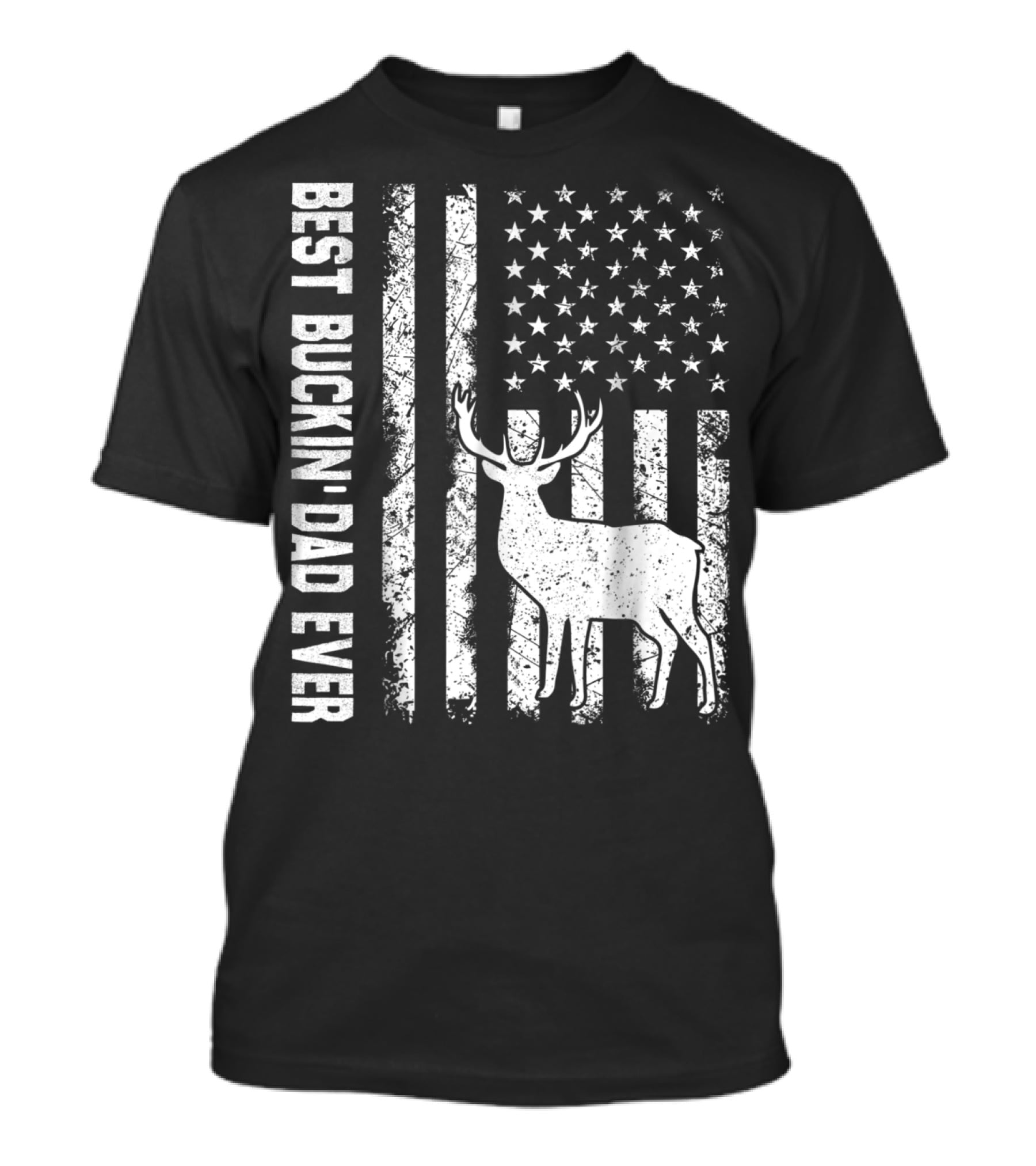 Best Buckin Dad Ever American Flag Deer T-Shirt