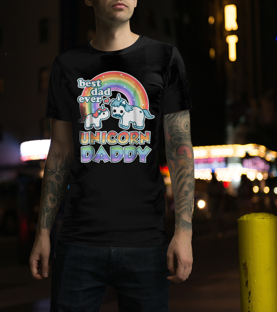 Best Dad Ever Unicorn Daddy Cute Funny Rainbow T-Shirt