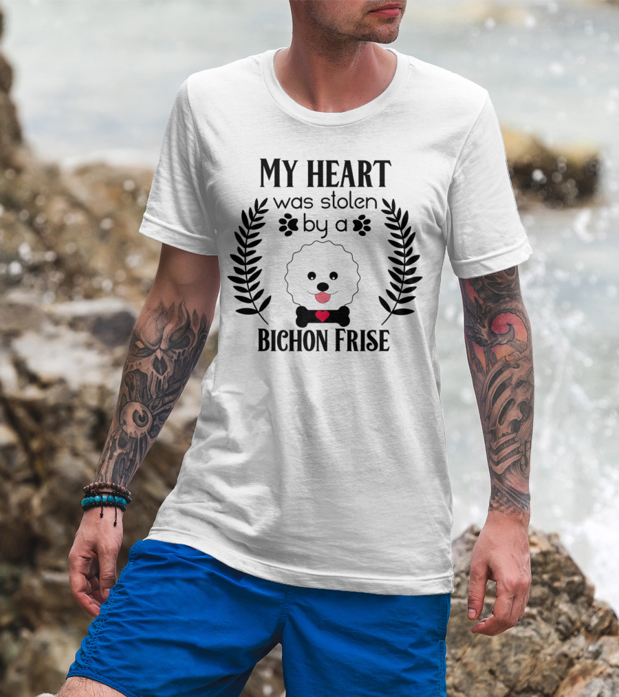 My Heart Was Stolen By A Bichon Frise Puppy Lover Dog Dad Canine Puppies T-Shirt