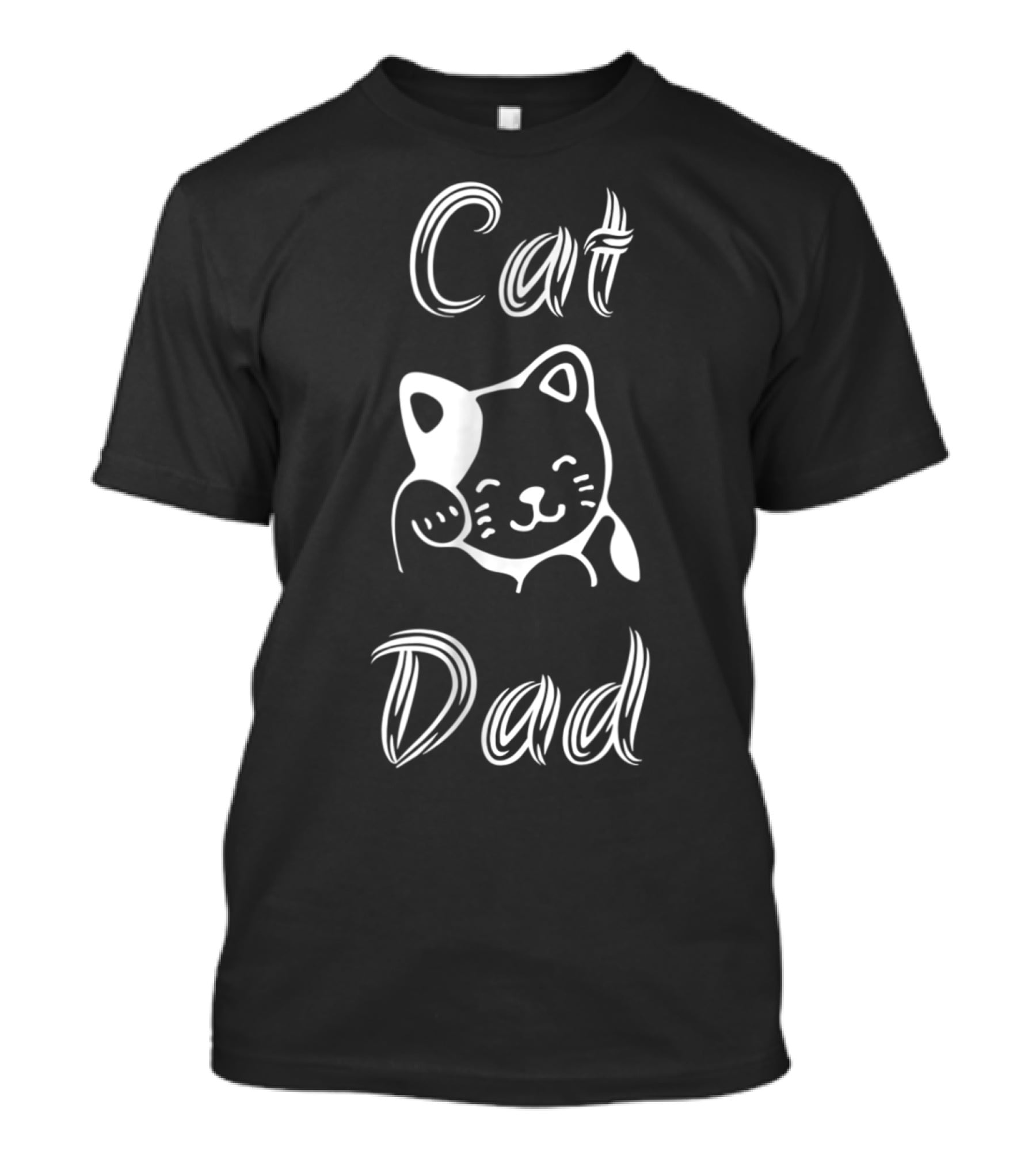 Cat Dad Whimsical White Text With Playful Cat T-Shirt