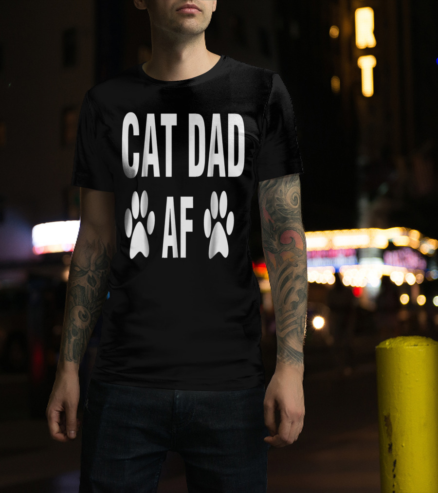 CAT DAD AF Paw Prints T-Shirt