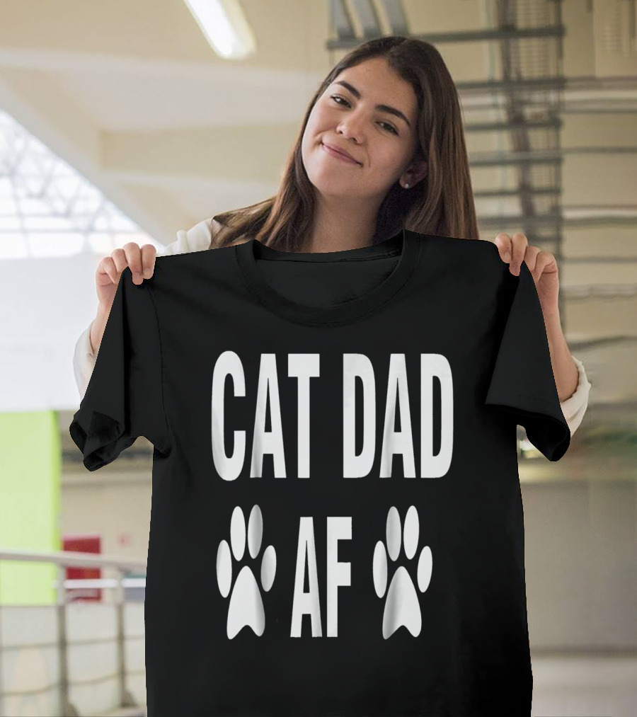 CAT DAD AF Paw Prints T-Shirt