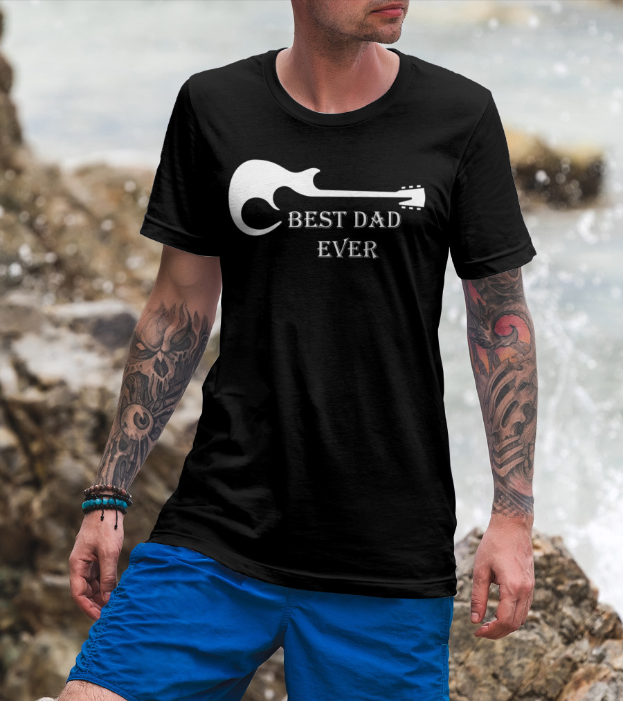 Best Dad Ever Guitar Silhouette Father's Day Musician Gift T-Shirt