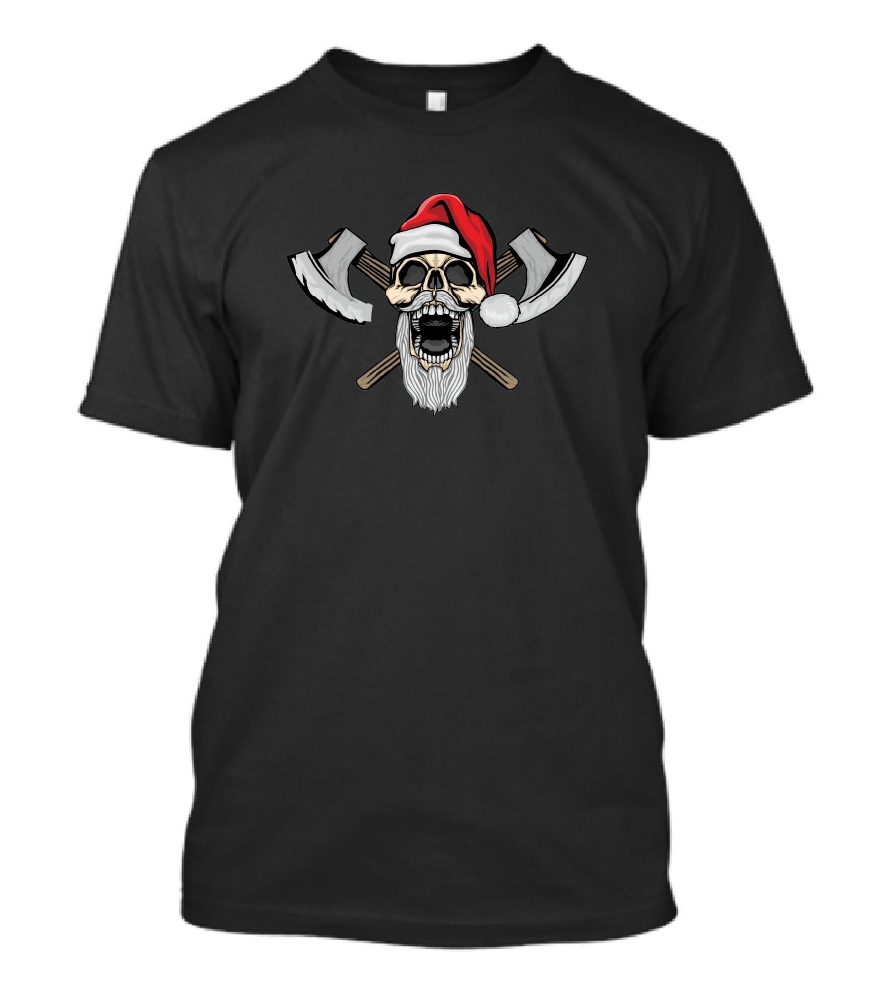 Bad Santa Skull With Axes And Red Santa Hat 1221092 T-Shirt