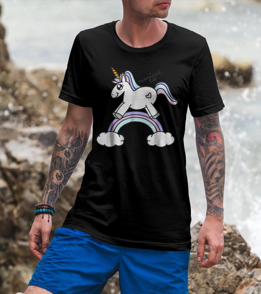 Magical AF Unicorn Mom Funny Unicorn With Rainbow And Clouds T-Shirt