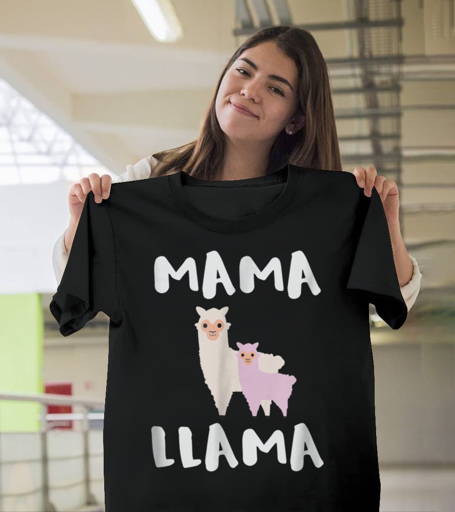 Mama Llama Cute Funny Llama Duo T-Shirt