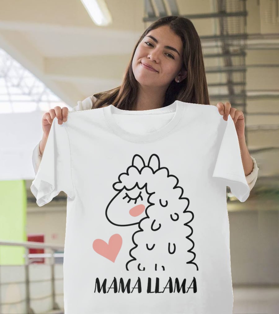 Mama Llama Heart My Mom Women82 T-Shirt