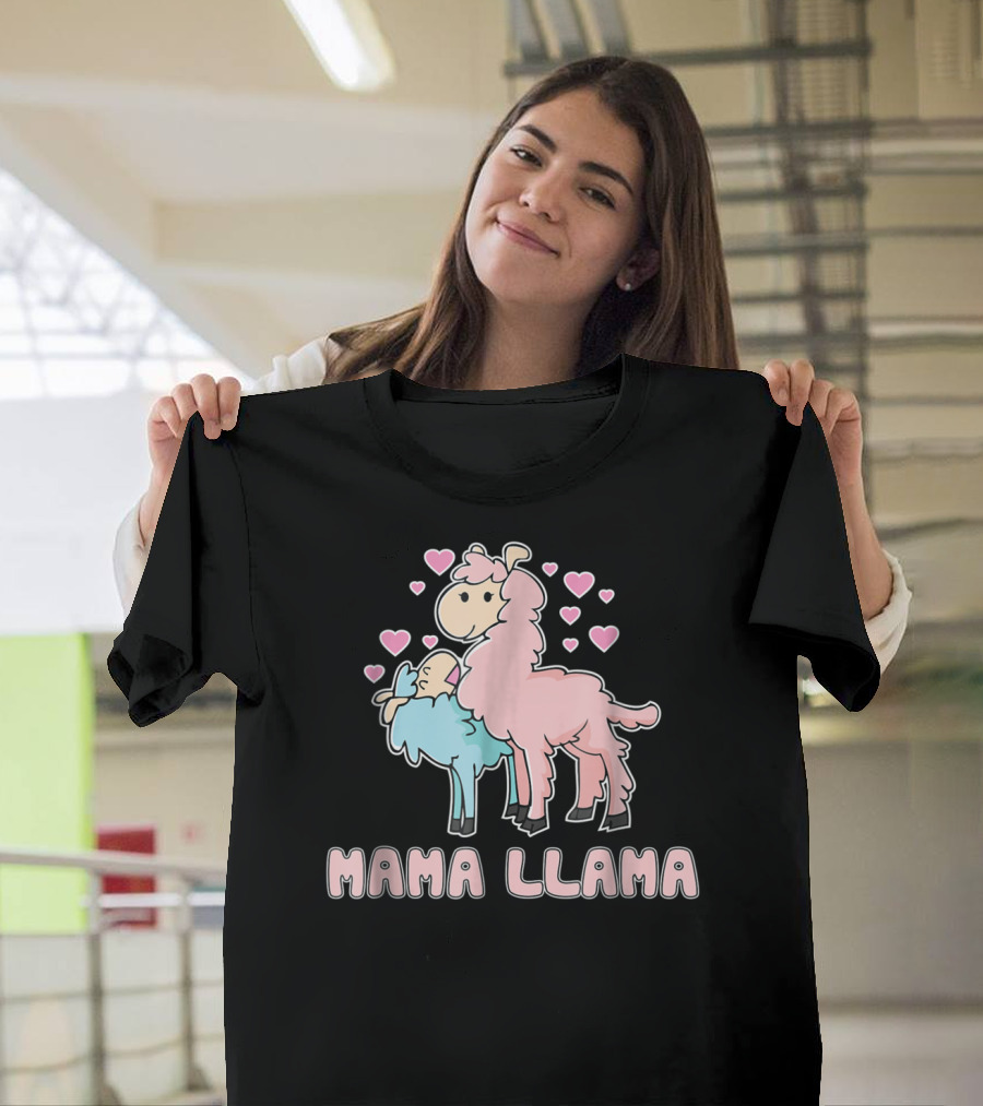 Mama Llama Cute Hearts Llama T-Shirt