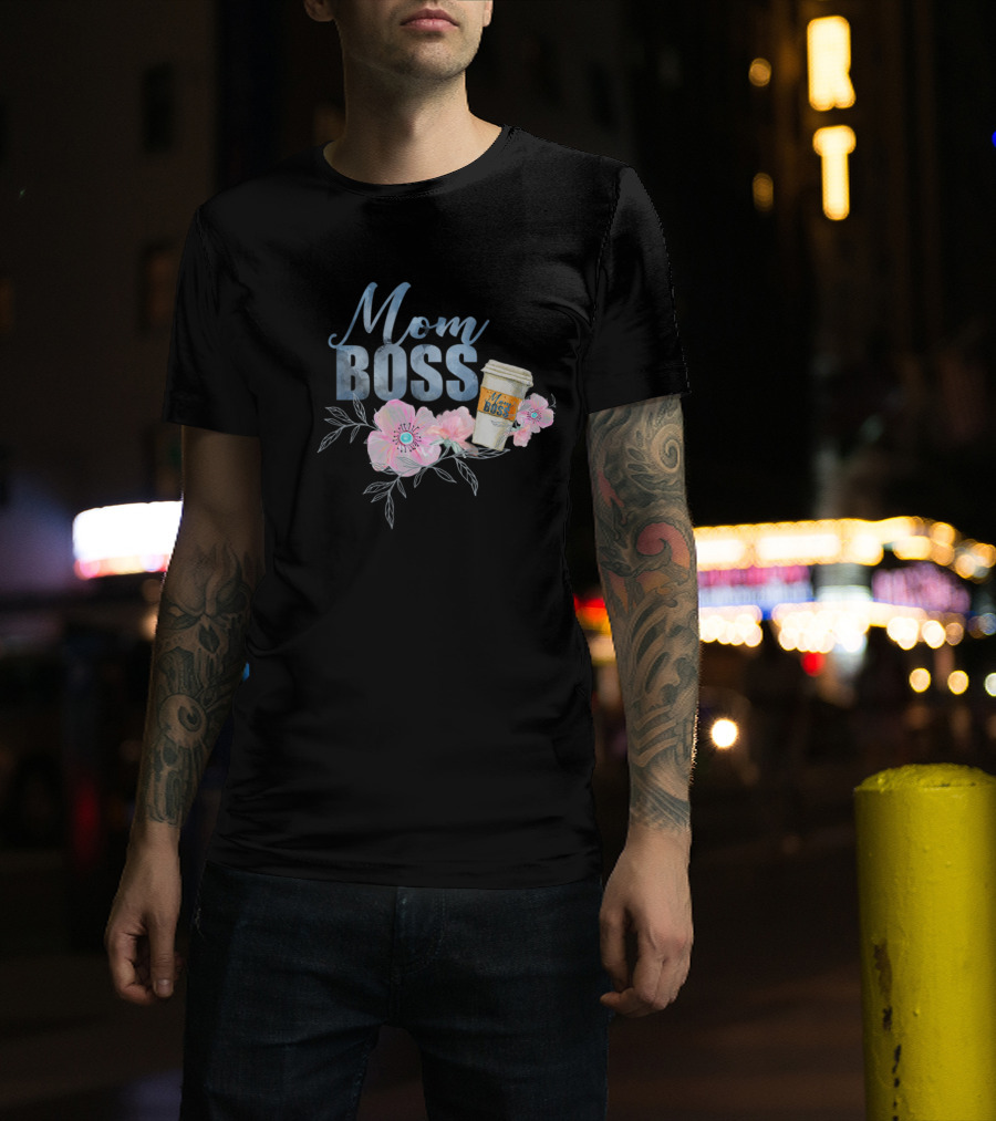 Mom Boss Coffee Floral T-Shirt