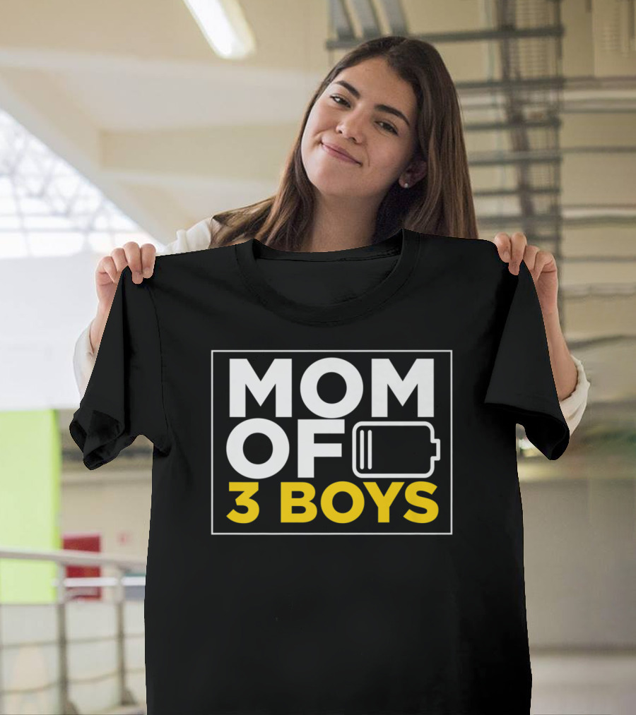 MOM OF 3 BOYS Low Battery Christmas From Son T-Shirt