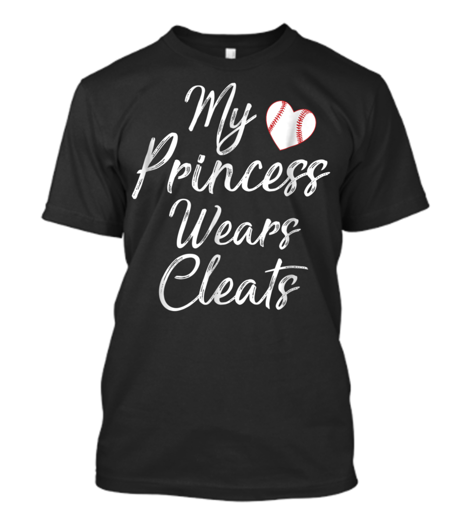 My Princess Wears Cleats Baseball Heart T-Shirt
