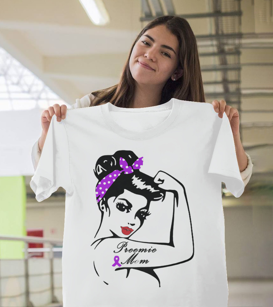 Preemie Mom Strong Rosie Purple T-Shirt