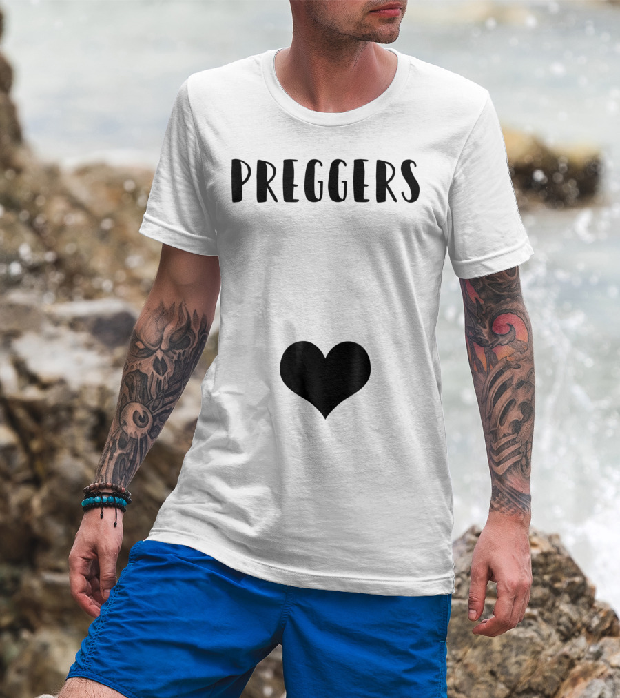 Preggers Announce Baby Prego Mom Heart Idea46 T-Shirt