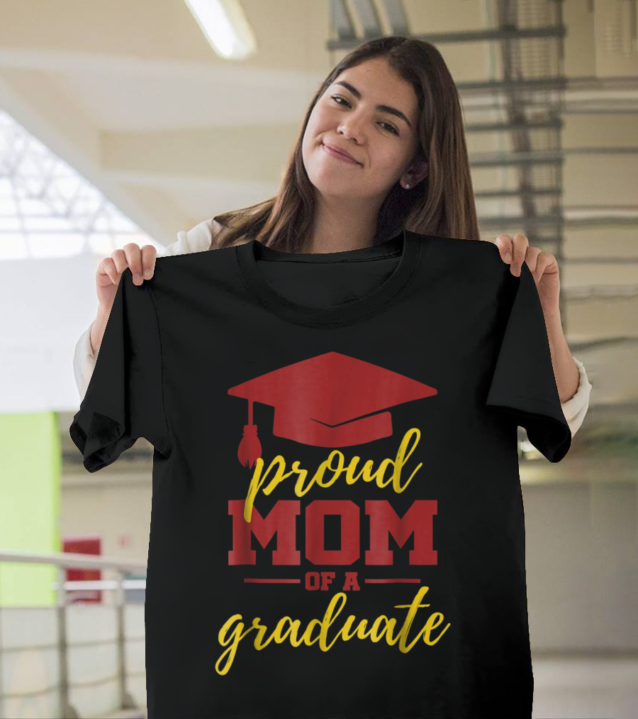 Proud Mom of a Graduate Maroon and Gold Academic Graduation T-Shirt