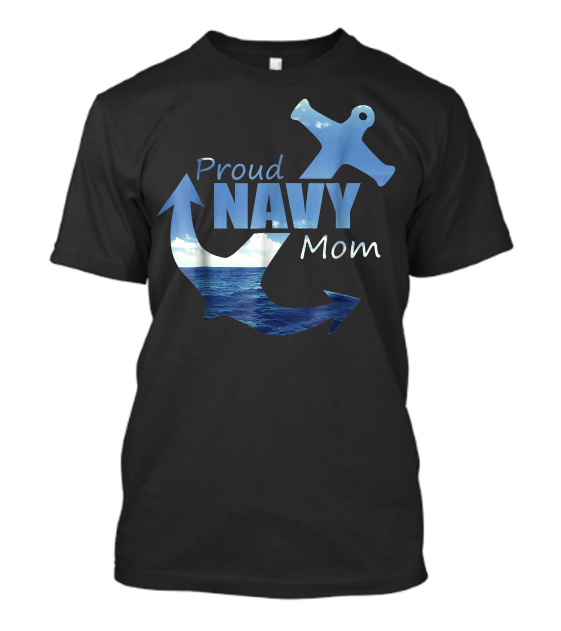 Proud Navy Mom Anchor Ocean T-Shirt