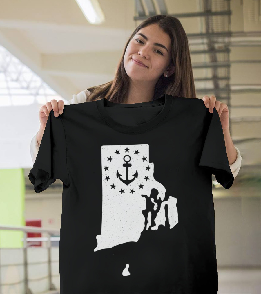 Rhode Island Anchor Independence With Stars T-Shirt