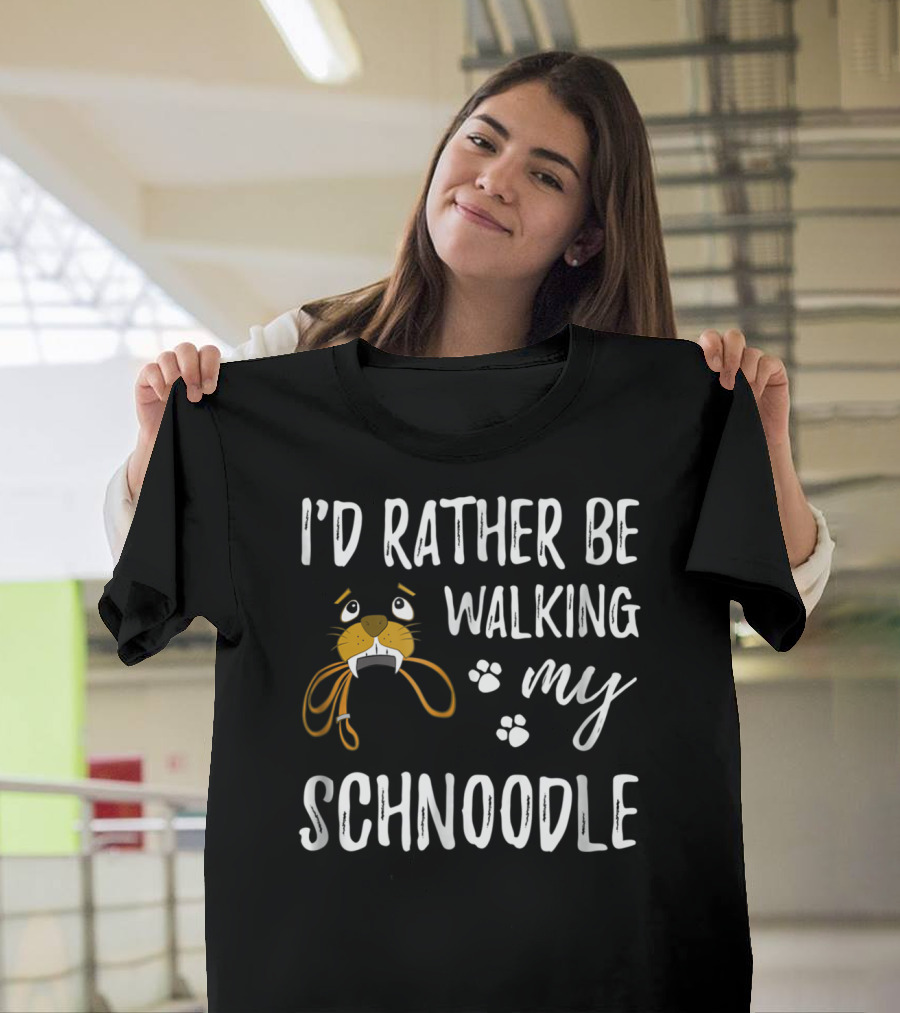I'd Rather Be Walking My Schnoodle Dog Mom Paw Prints T-Shirt