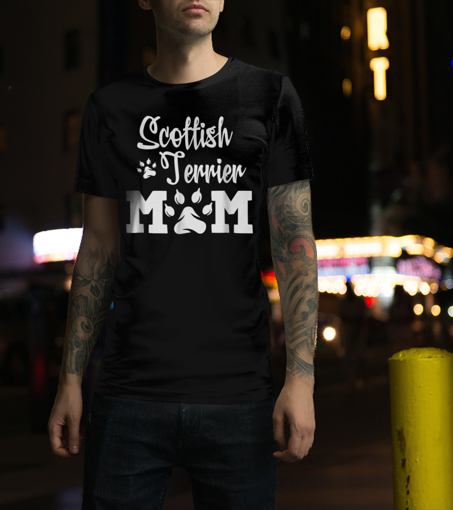 Scottish Terrier Mom Paw Print T-Shirt