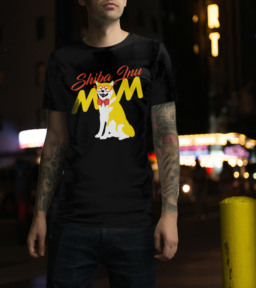 Shiba Inu Mom With Glasses And Bow Tie T-Shirt
