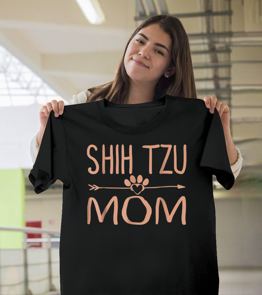 Shih Tzu Mom Paw Heart Arrow Dog Lovers T-Shirt