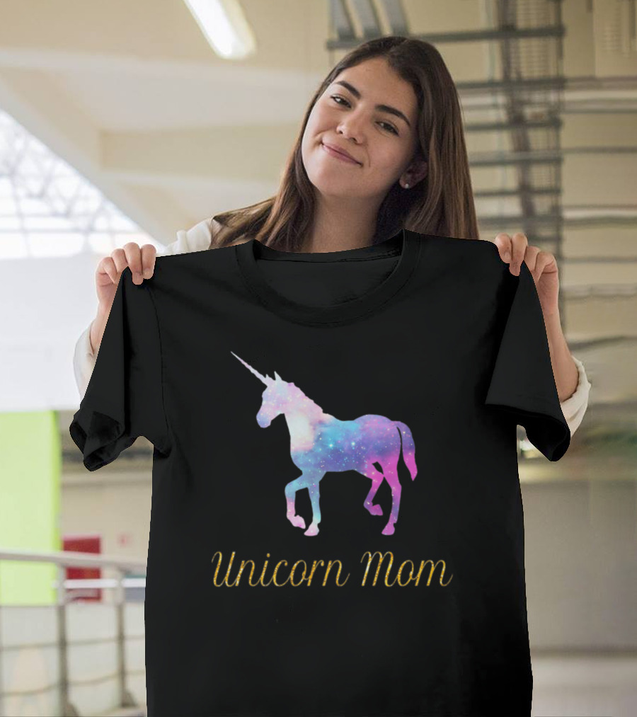 Unicorn Mom Sparkly Galaxy Birthday Party T-Shirt