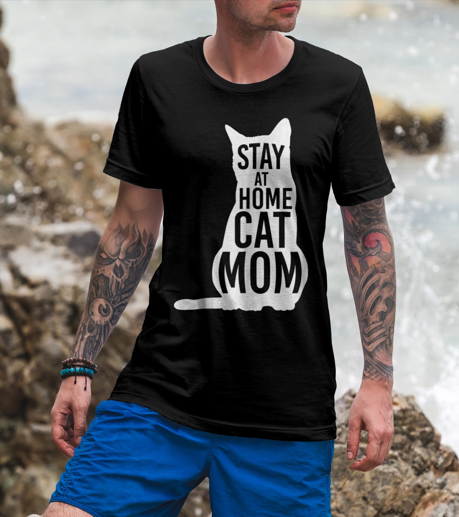 Stay At Home Cat Mom Silhouette For Cat Moms T-Shirt