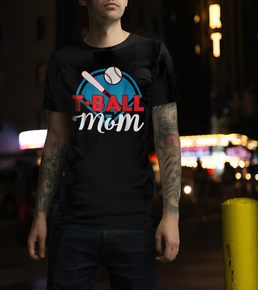 T-Ball Mom Baseball Bat And Home Plate T-Shirt