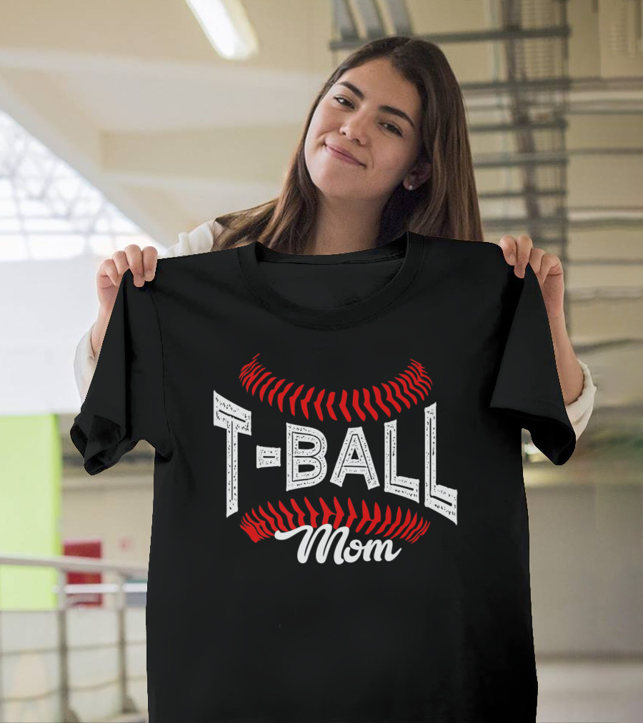 T-Ball Mom Baseball Stitching T-Shirt