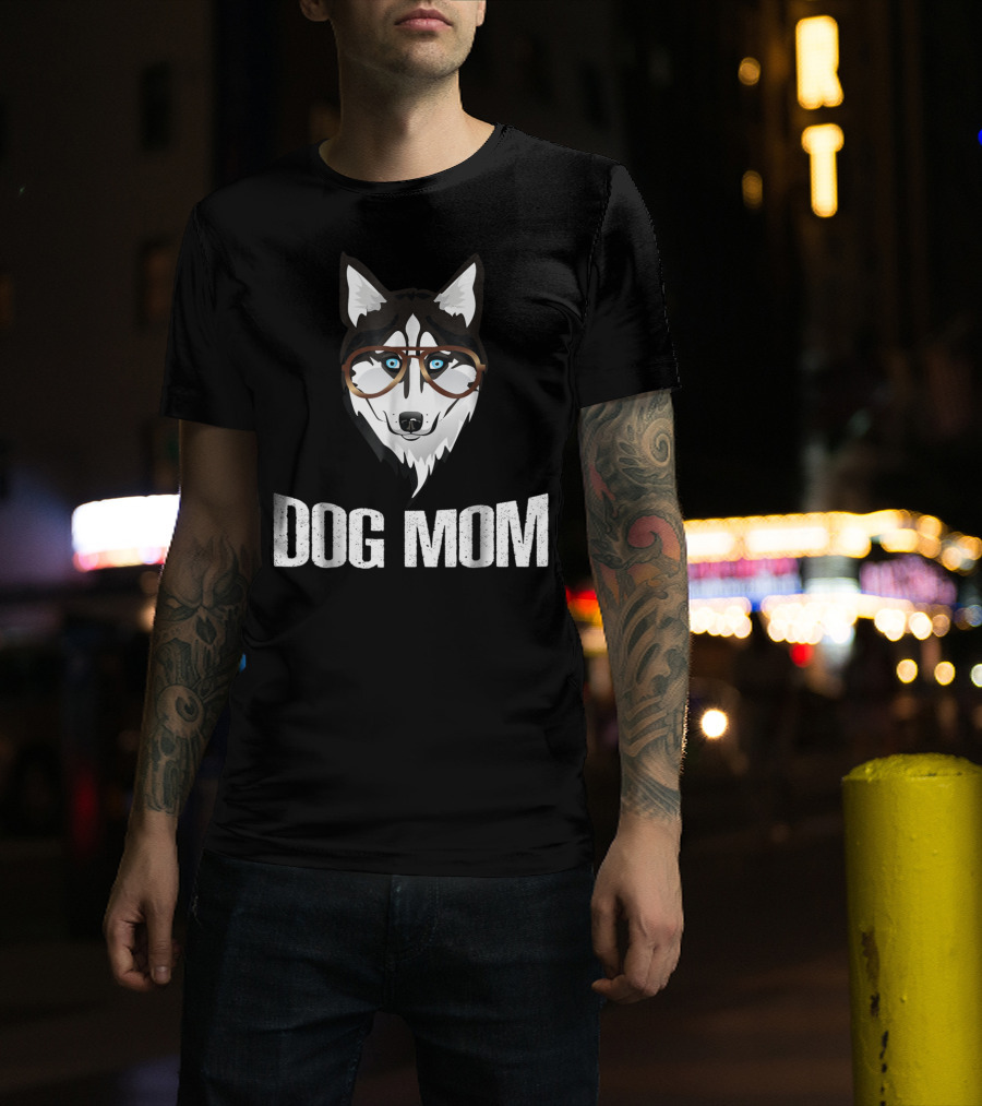 Dog Mom Funny Husky With Glasses T-Shirt