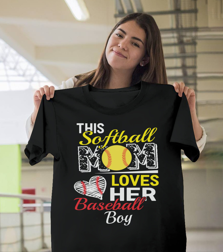 This Softball Mom Loves Her Baseball Boy T-Shirt