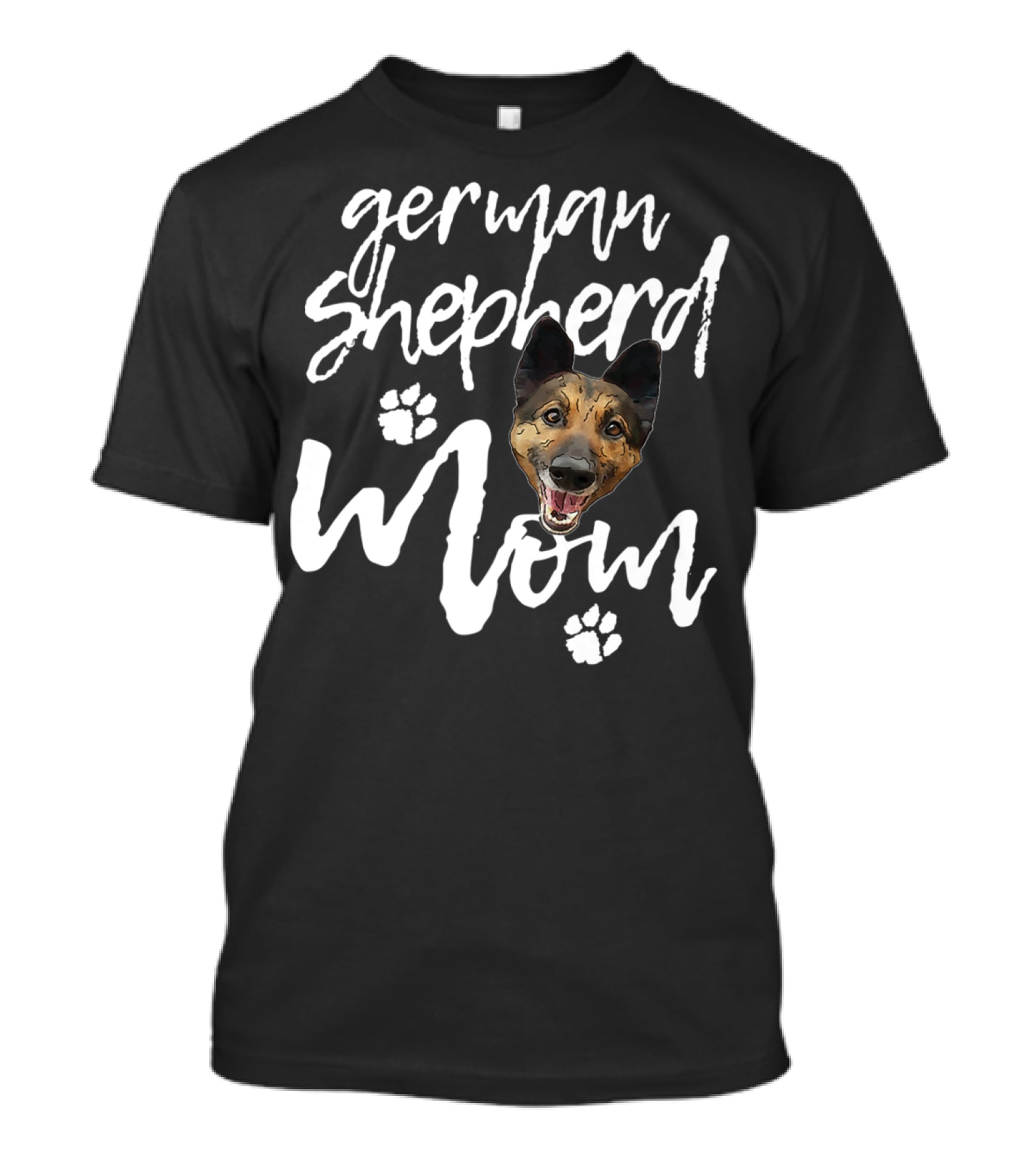 German Shepherd Mom Cute Dog Face With Paw Prints T-Shirt