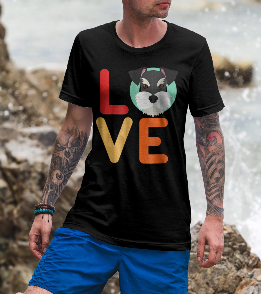 Love Miniature Schnauzer Dog And Puppy For Dog T-Shirt