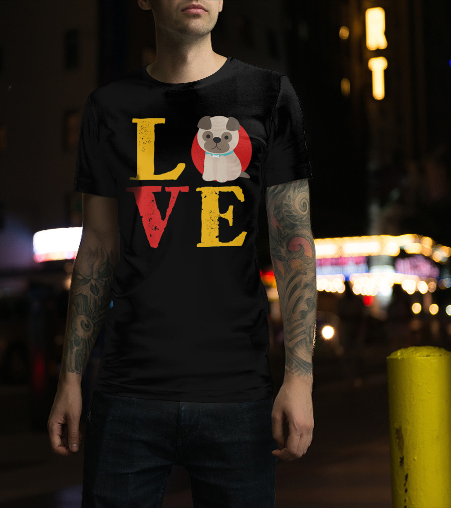 Love Pug Dog Animal Lover Puppies Mom And Dad19 T-Shirt