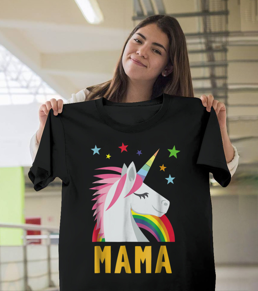 Mama Unicorn Rainbow Star Lovers T-Shirt