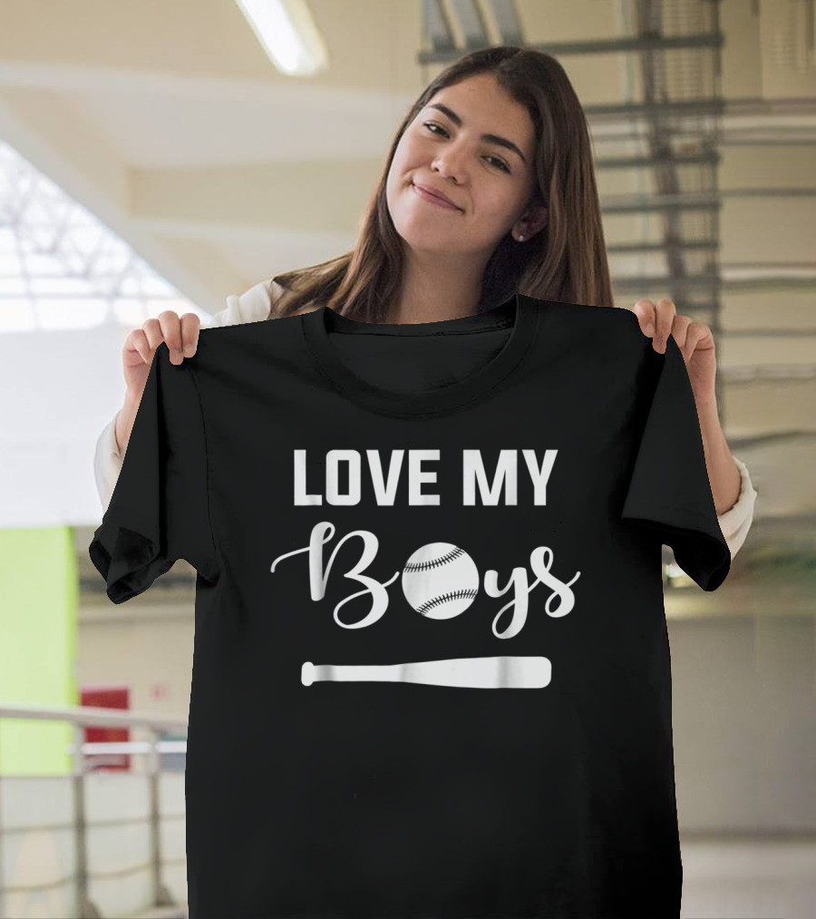 Love My Boys Baseball Bat Ball Design Women's Unique T-Shirt